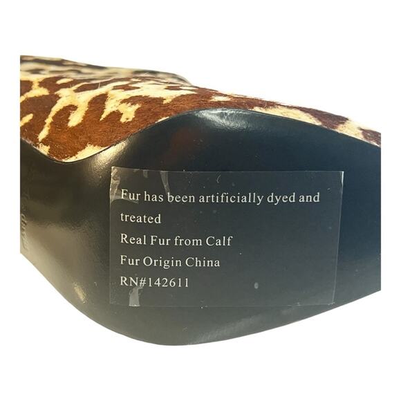 CHARLES DAVID Beige Brown Calf Fur Leopard Block Heel Bootie NEW WITH TAGS 6.5 - Picture 11 of 16